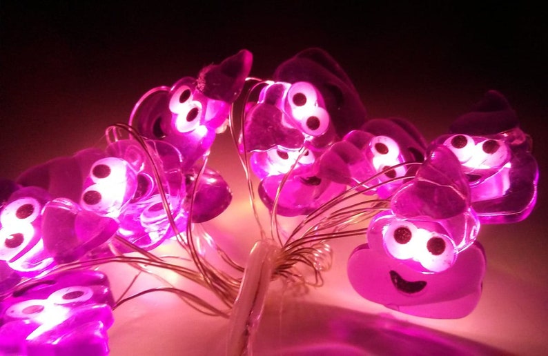 Purple Poop Emoji Battery Power Lights 10 LED Silver Wire Etsy