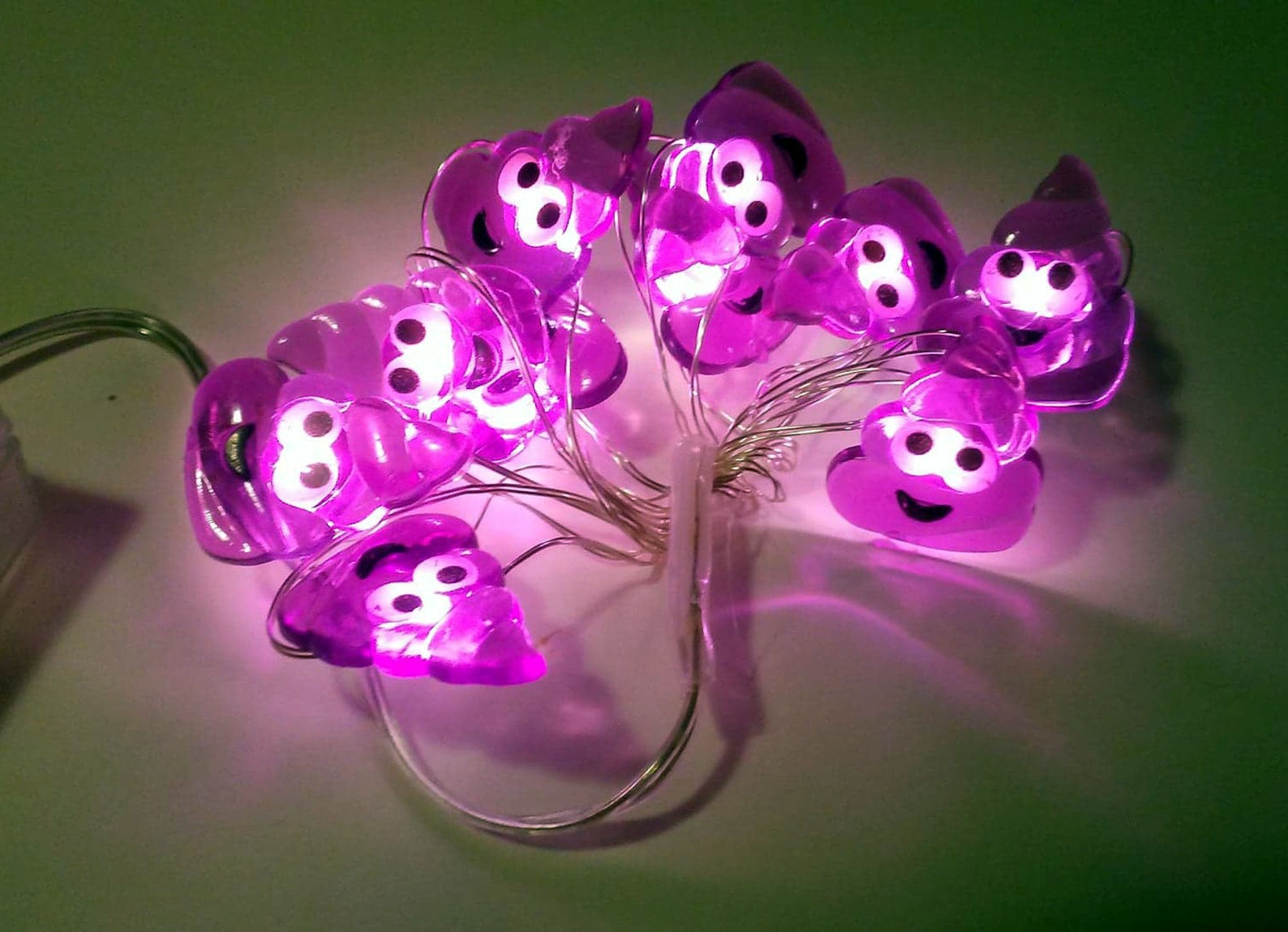 Purple Poop Emoji Battery Power Lights 10 LED Silver Wire Etsy