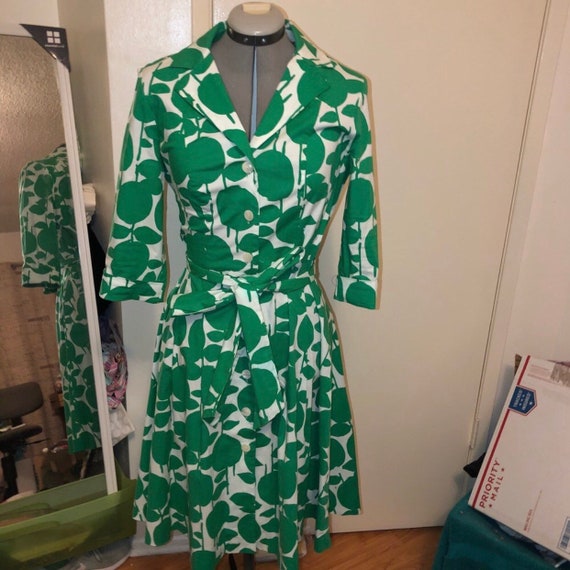 Boden Green apple vintage dress