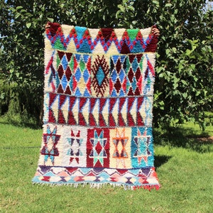 vintage moroccan rug 183x112moroccan wool rug 3 x 6 boho rug-berber carpet-boujaad rug-beni ourain-morocco rug-area rug-bohemian rug image 1