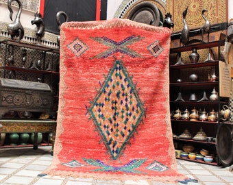 5x9 ft (279 x 165)cm Moroccan rug huge -- Red Boujaad rug - Vintage Moroccan Rug - bohemian red rug - berber carpet - handmade rug