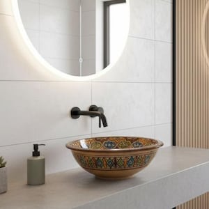 Hand-Painted Moroccan Ceramic Sink - Unique Piece - Ethnic Chic Bathroom Decor - Fes Style – Round Vessel Sink – moroccan lavabo