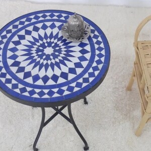 Mosaic Table : Mosaic Garden table Moroccan garden seat Table mosaic bistro patio table art end table round side dining outdoor table