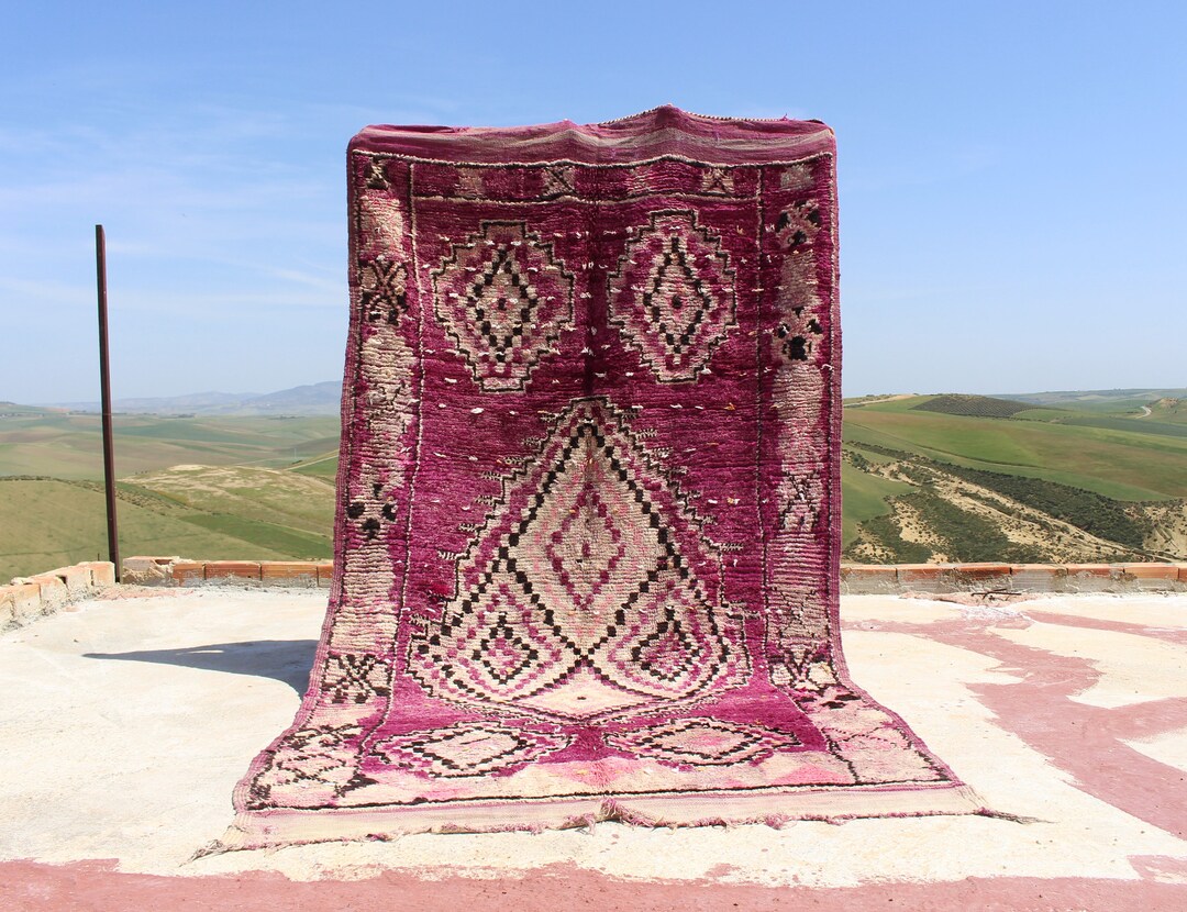 Moroccan Rug 5x10 Pink Rug Best Area Rug Tufted Rug Checkered Rug