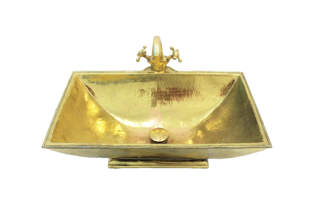 RECTANGULAR Double Wall Copper Bathroom Sink in Polished Copper With