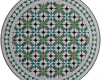 Zellige de mosaico marroquí hecho a mano: mejore su espacio al aire libre con nuestra exclusiva mesa de patio de mosaico hecha a mano, perfecta para cenar al aire libre