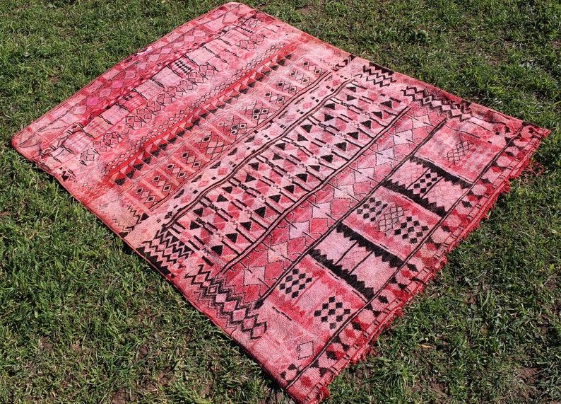 Vintage Moroccan Rug 6 x 8 Handmade Beni Ourain-Area Rug-Berber Rug-Authentic Beni Ouarain Rug-Boujad 270x200trendy rug-checkered rug image 2