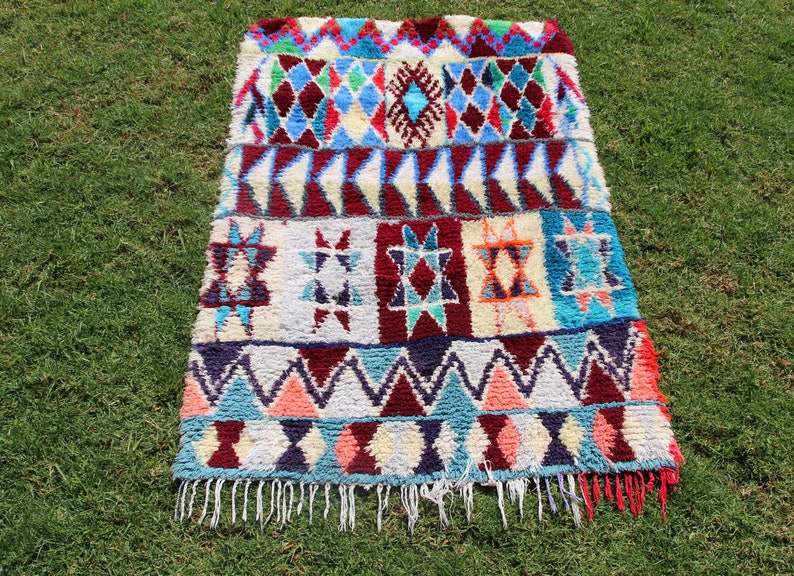 vintage moroccan rug 183x112moroccan wool rug 3 x 6 boho rug-berber carpet-boujaad rug-beni ourain-morocco rug-area rug-bohemian rug image 3