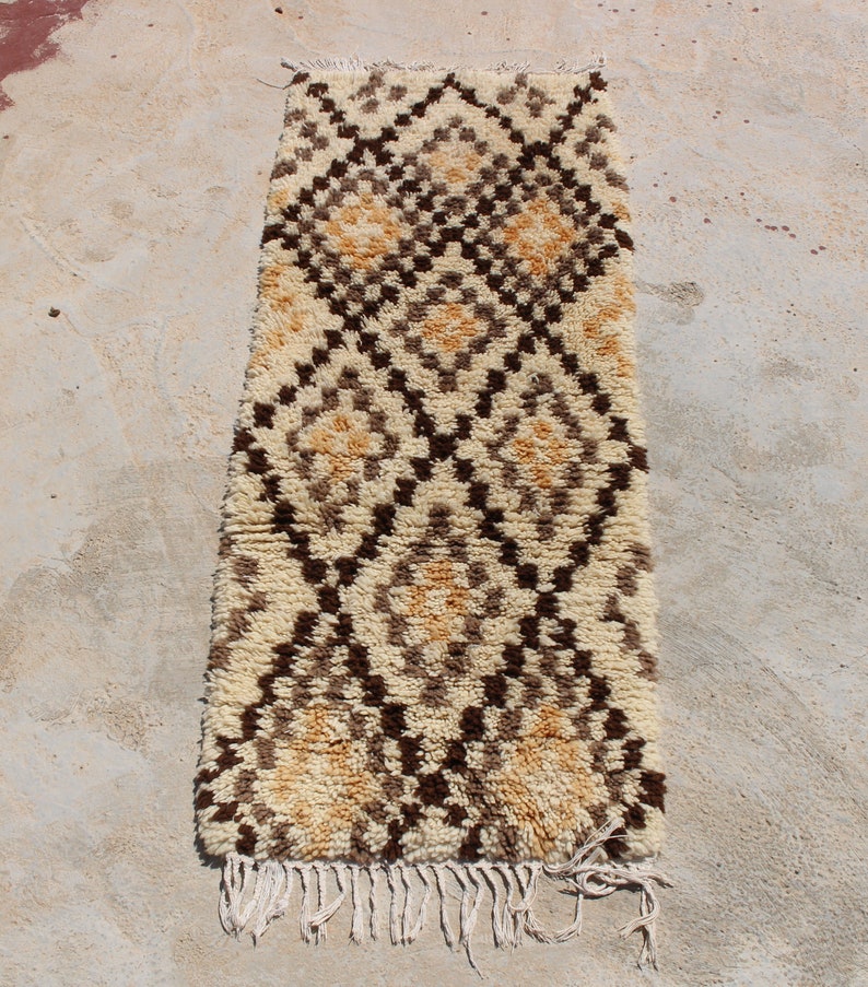 SMALL MOROCCAN RUG 2x6 74 x 190cm-Handmade Vintage Moroccan Rug A Masterpiece of Berber Artistry-boho rug-beni ourain rug-tufted rug image 2