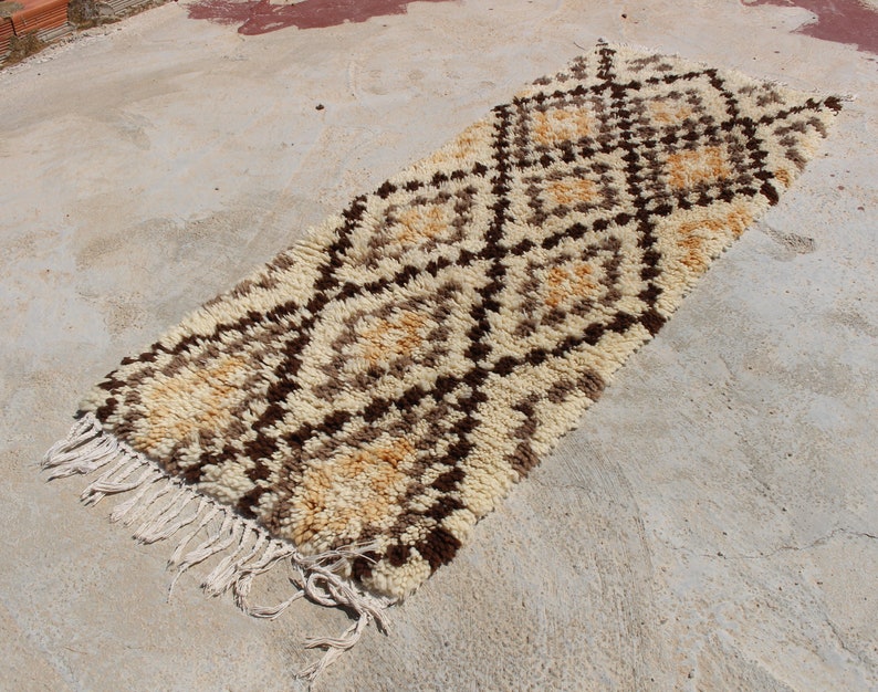 SMALL MOROCCAN RUG 2x6 74 x 190cm-Handmade Vintage Moroccan Rug A Masterpiece of Berber Artistry-boho rug-beni ourain rug-tufted rug image 7