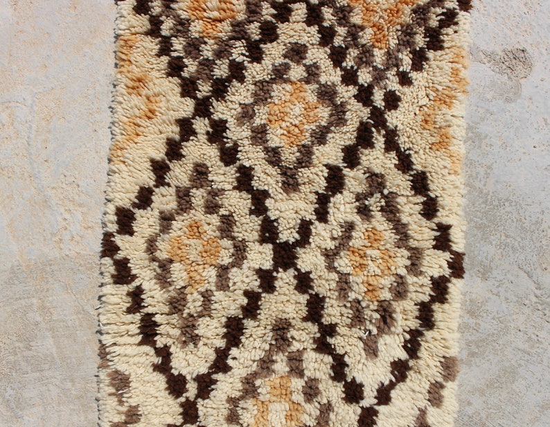 SMALL MOROCCAN RUG 2x6 74 x 190cm-Handmade Vintage Moroccan Rug A Masterpiece of Berber Artistry-boho rug-beni ourain rug-tufted rug image 6