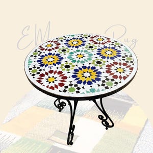 Exquisite Handcrafted Moroccan Mosaic Table - Versatile Zellige Design for Indoor & Outdoor Elegance, Ideal as a Unique Christmas Gift