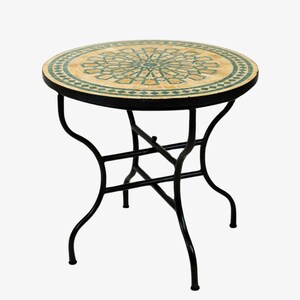 Moroccan Mosaic Round Bistro Table - Handmade, Colorful Design, Perfect for Indoor/Outdoor Use, Garden, Kitchen, Patio,Tavolo Mosaico