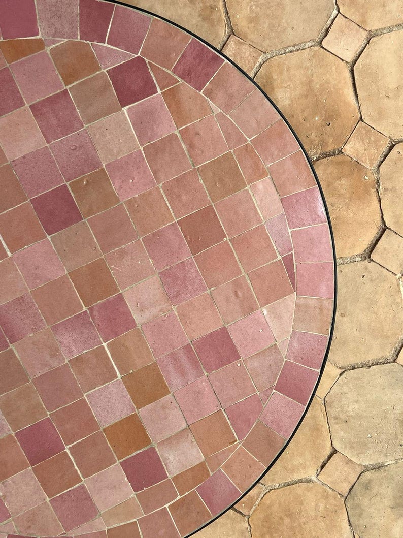 Mosaic Table : Pink Mosaic Round Table - A Blend of Moroccan Design and ...