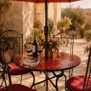 los angeles mosaic umbrella patio tables Miraval Set | Neille Olson Mosaics making your life wonderful Umbrella Mosaic Tables Outdoor Outdoor