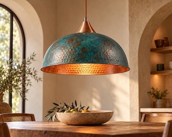 ペンダントライト – 緑青銅ドーム – グリーンパティーナ – 8～20インチ