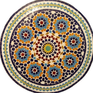 Custom Handmade Moroccan Mosaic Table – Vibrant Geometric Design, Indoor & Outdoor Use Moroccan Mosaic Round Bistro Table - Handmade table