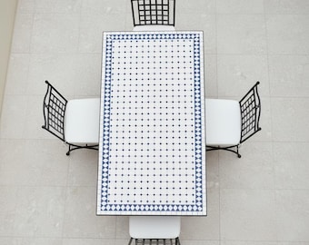 Handmade Mosaic Table with Special Galvanized Base — Rust-Free & Weather-Proof |Coffee Table, Dining Table, Patio Outdoor Mosaic Furniture