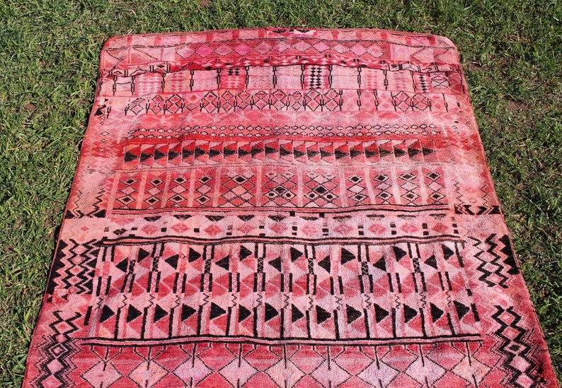 Vintage Moroccan Rug 6 x 8 Handmade Beni Ourain-Area Rug-Berber Rug-Authentic Beni Ouarain Rug-Boujad 270x200trendy rug-checkered rug image 4