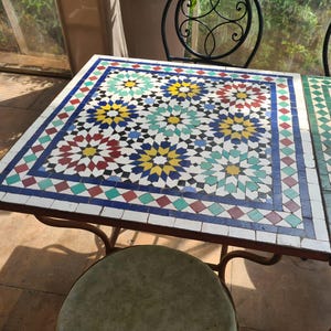 Exquisite Handcrafted Moroccan Mosaic Table - Versatile Zellige Design for Indoor & Outdoor Elegance, Ideal as a Unique Christmas Gift