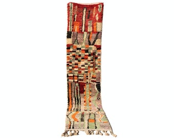 Moroccan Runner rug -- moroccan rug - berber moroccan rug-boho moroccan rug 10.8 FT x 2.3 FT -Boujad berber handmade wool (327 x 70) cm