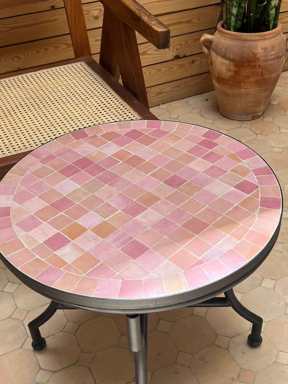Mosaic Table : Pink Mosaic Round Table - A Blend of Moroccan Design and ...