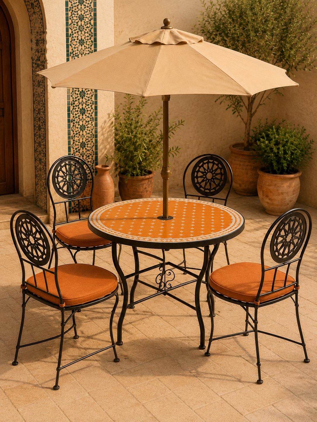 los angeles mosaic umbrella patio tables Miraval Set | Neille Olson Mosaics beautiful and sturdy Patio Dining Table, Metal, 37