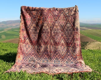 Vintage Moroccan Rug -- 6 x 9 - Boujad berber handmade unique wool carpet - (283 x 186) cm