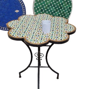 Mosaic Table : Exquisite Handcrafted Moroccan Mosaic Table - Unique Artisan Patio and Dining Furniture