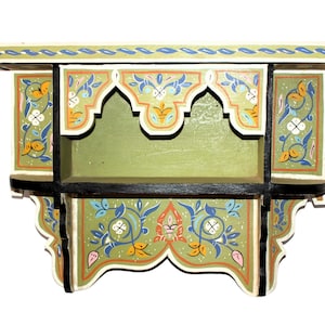 Moroccan Wood : Hand-Painted Moroccan Wall Shelves - Rustic Elegance for Your Home