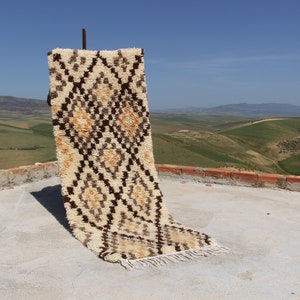 SMALL MOROCCAN RUG 2x6 74 x 190cm-Handmade Vintage Moroccan Rug A Masterpiece of Berber Artistry-boho rug-beni ourain rug-tufted rug image 3