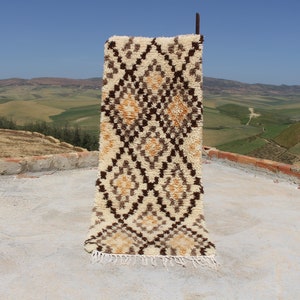 SMALL MOROCCAN RUG 2x6 74 x 190cm-Handmade Vintage Moroccan Rug A Masterpiece of Berber Artistry-boho rug-beni ourain rug-tufted rug image 1