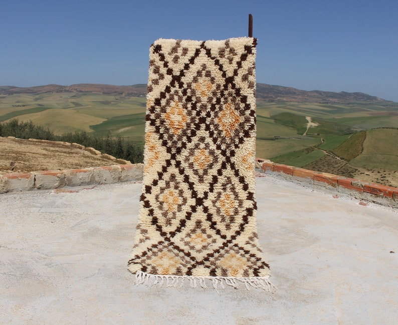 SMALL MOROCCAN RUG 2x6 74 x 190cm-Handmade Vintage Moroccan Rug A Masterpiece of Berber Artistry-boho rug-beni ourain rug-tufted rug image 1