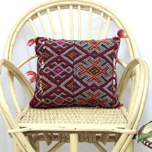 Multicolored Moroccan pillow beautiful orange throw pillow handmade Berber pillow bohemian pillow antique cushion decorative pillow