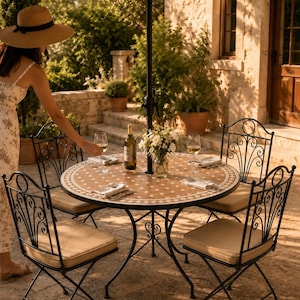 ceramic patio table with umbrella hole 37" Bistro Steel Slat The dining table features a 39.5 in Outdoor Patio Table Tile With
