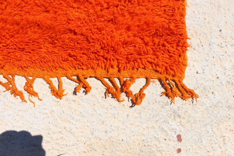 moroccan rug 6x8 : orange rug a murakami rug beautiful area rug tufted rug a boho rug rya rug Boujaad rug bedroom rug vintage rug safran rug image 8