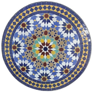 Stunning Handmade Round Mosaic Table - Moroccan Artistry for Your Home