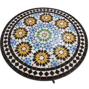 Handmade Moroccan Mosaic Table - Customizable Color and Size - round ceramic design for indoor/outdoor, unique handcrafted tiles and mosaic