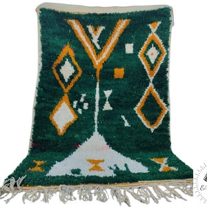 Moroccan Rug : Green Custom Rug-Fablous Wool Rug - Amazing Custom Rug Boujaad Rug - Handwoven wool Rug - Cute rug