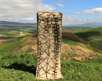 SMALL MOROCCAN RUG -- boujaad rug-vintage rug-berber rug- handmade wool (197 x 62)cm 2 x 6-southwestern vintage rug-mustard vintage rug