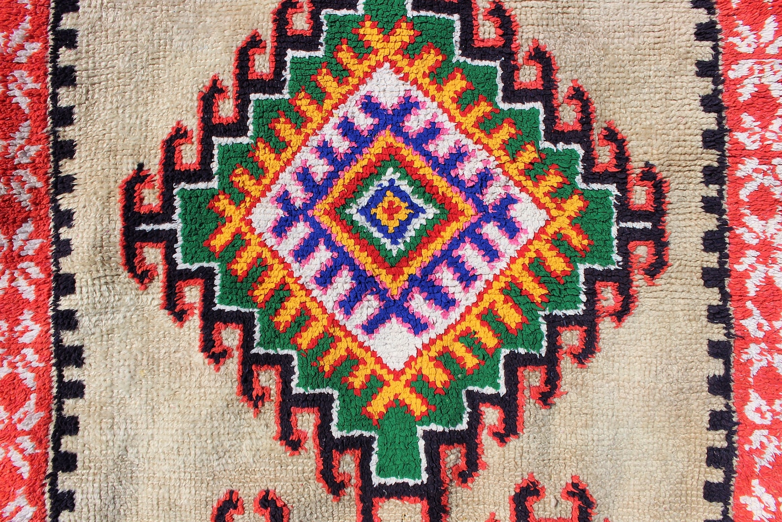 Small Vintage Wool Rugcream Moroccan Rugstriped Moroccan Etsy