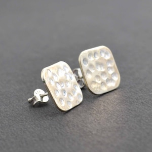 Hammered Sterling Silver Stud Earrings: Handmade Geometric Jewelry