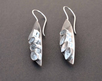 Mutige moderne zeitgenössische klobige Ohrringe für Frauen, massive 925 Sterling Silber handgefertigte schwere Statement Drop & baumeln Ohrringe, Geschenk für sie