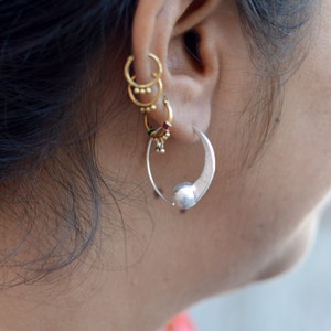 Spiral Open Hoop Earrings Threader Sterling Silver Earrings Ball Drop Dangle Earrings Huggie Hoop Women Earrings Bold Statement Earrings