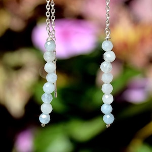 Chalcedon Perlen Threader Ohrringe: Sterling Silber Schmuck