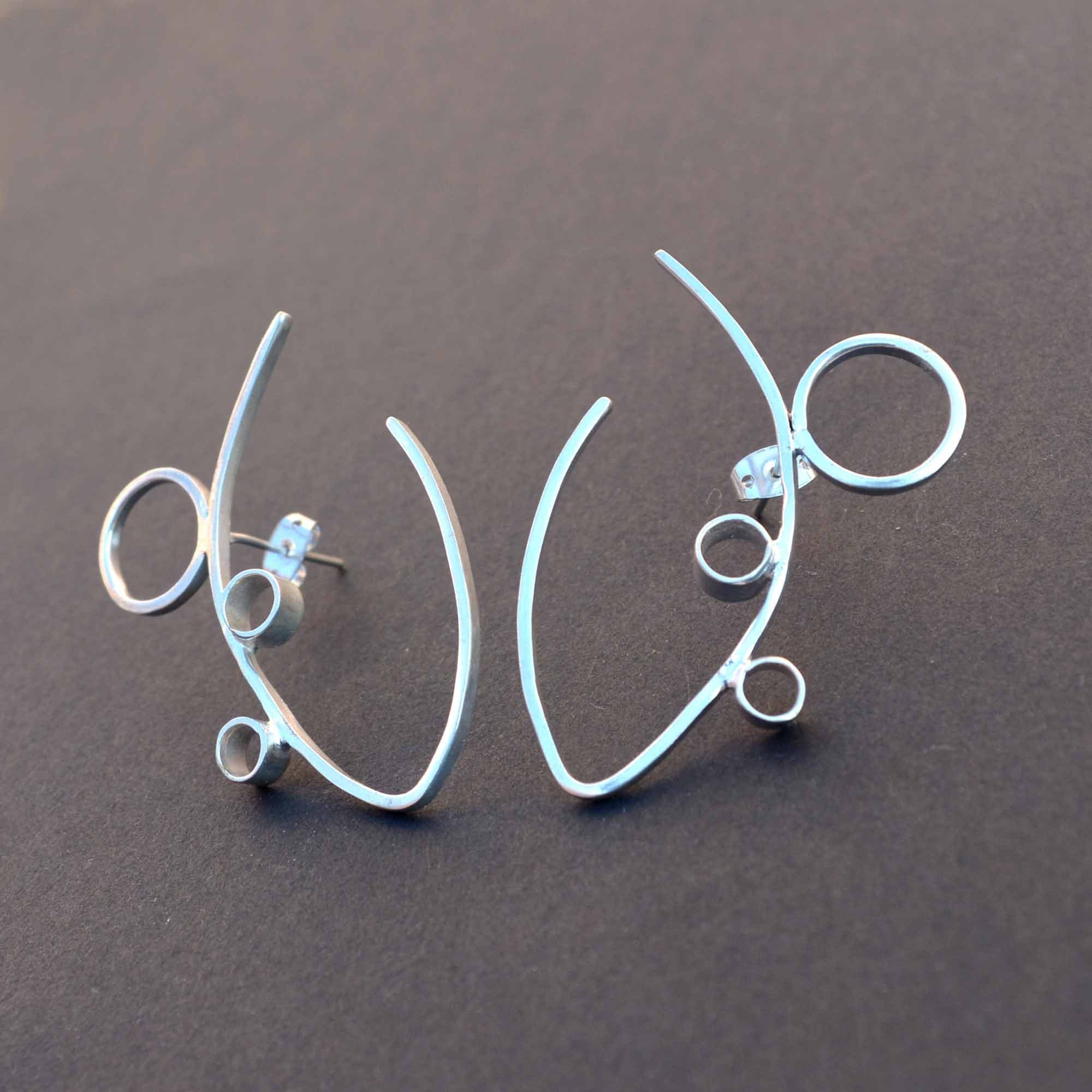 Geometrische Ohrringe, Sterling Silber Minimalist Ohrringe, Handgefertigte Frauen Ohrringe, Moderne Zeitgenössische Ohrringe, Antike Einzigartige Ohrringe Geschenk