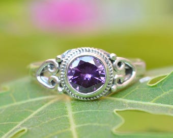 Amethistring: 925 sterlingzilver, handgemaakte edelsteensieraden
