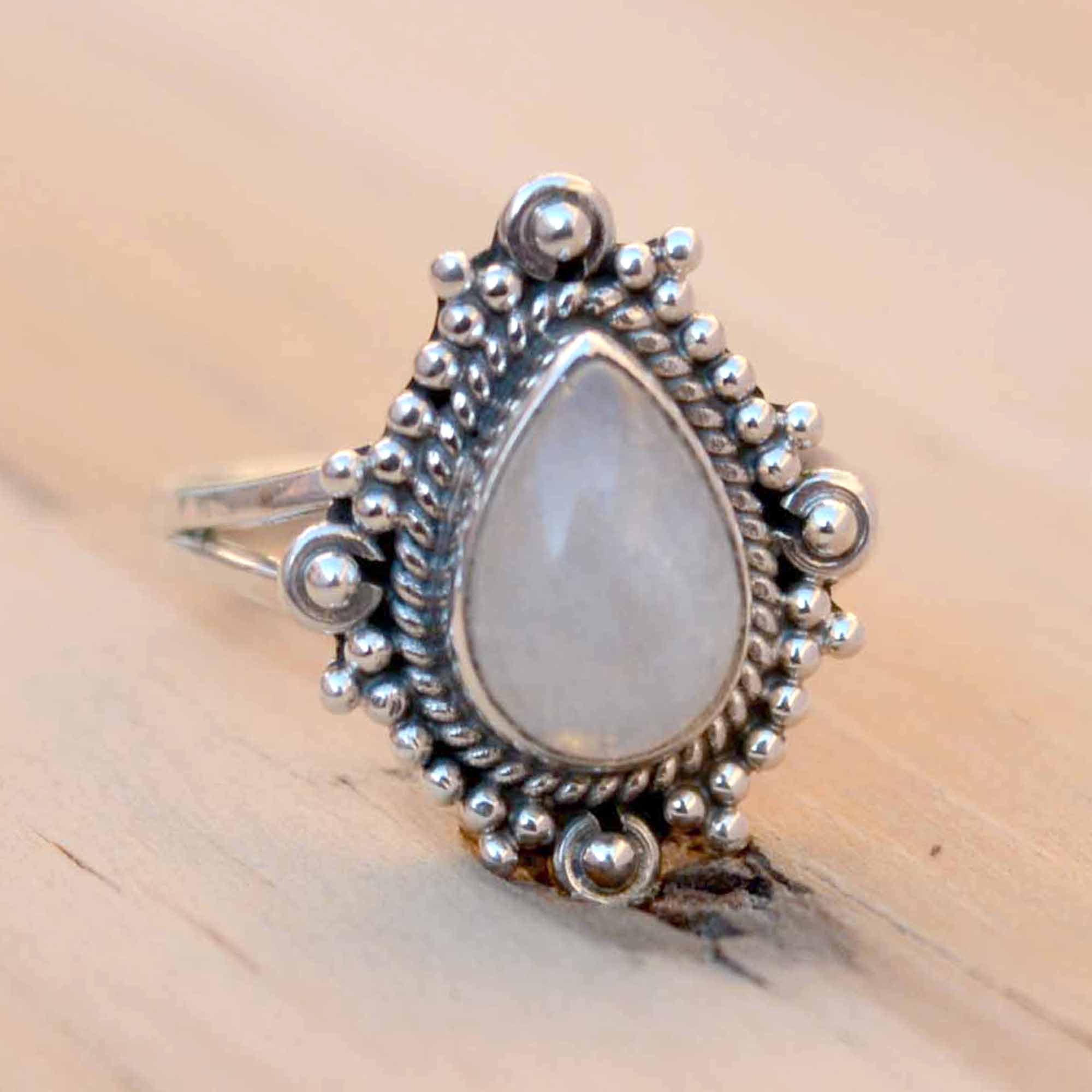 Aria 9ct Gold Morganite And Moonstone Boho Cluster Ring By Amelia May |  notonthehighstreet.com