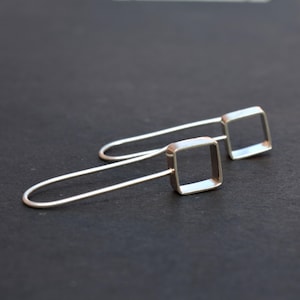 Modern Square Earrings Sterling Silver Dangle Earrings Geometric Earrings Dangle Minimalist Earrings Handmade Jewelry Contemporary Earrings