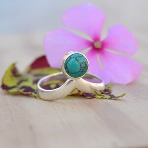 Dainty Turquoise Ring Women, Sterling Silver Turquoise Ring, Gemstone Silver Jewelry, Turquoise Jewelry, Minimalist Ring, Handmade Gift Girl